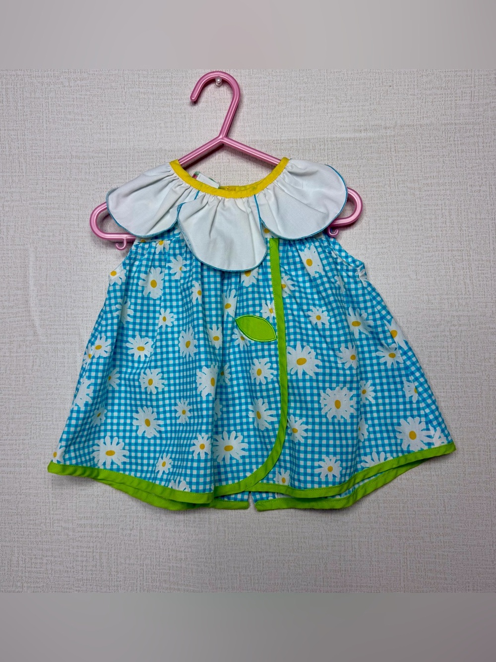 Vintage Allison Ann Daisy Flower Gingham Sundress 6-12 months 80s 90s